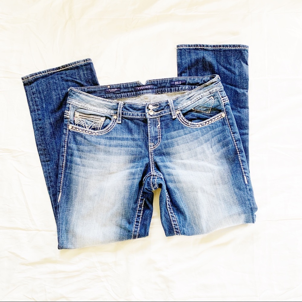 Vigoss Embroidered Jeans Medium Wash Bootcut